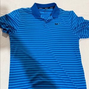 Nike Kids Polo Shirt in Blue and Black Stripes